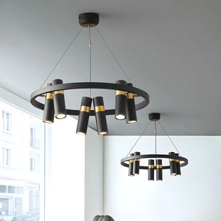 ZOWALA - Modern Gold Black Cluster Cylinder Circle Chandelier Image - 3