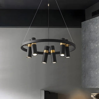 ZOWALA - Modern Gold Black Cluster Cylinder Circle Chandelier Image - 4