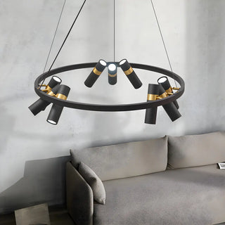 ZOWALA - Modern Gold Black Cluster Cylinder Circle Chandelier Image - 5