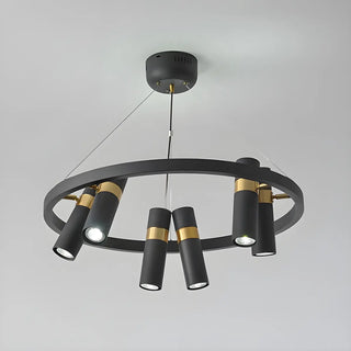 ZOWALA - Modern Gold Black Cluster Cylinder Circle Chandelier Image - 6