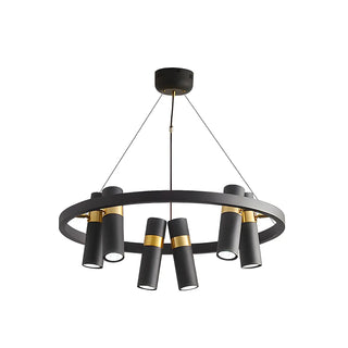 ZOWALA - Modern Gold Black Cluster Cylinder Circle Chandelier Image - 7