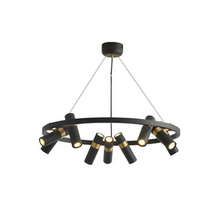 ZOWALA - Modern Gold Black Cluster Cylinder Circle Chandelier Image - 8