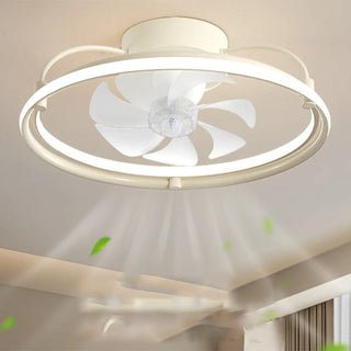 Remote Modern White Circular LED Ceiling Fan with Light Zawala Image - 2