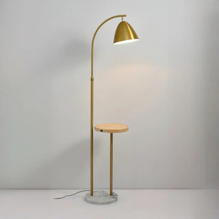 Modern Cone Iron Shade Arch Floor Lamp with Shelf Gold Zawala Image - 10