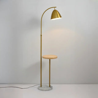 Modern Cone Iron Shade Arch Floor Lamp with Shelf Gold Zawala Image - 11