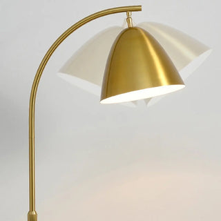 Modern Cone Iron Shade Arch Floor Lamp with Shelf Gold Zawala Image - 12