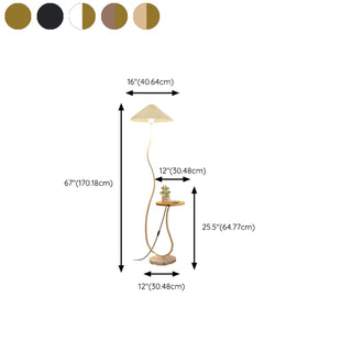 Modern Cone Iron Shade Arch Floor Lamp with Shelf Gold Zawala #size