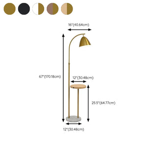 Modern Cone Iron Shade Arch Floor Lamp with Shelf Gold Zawala Image - 17