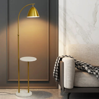 Modern Cone Iron Shade Arch Floor Lamp with Shelf Gold Zawala Image - 3