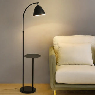 Modern Cone Iron Shade Arch Floor Lamp with Shelf Gold Zawala Image - 4