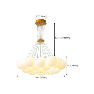 Dining Room White Glass Adjustable Height Bubble Chandelier #size