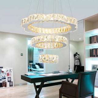ZOWALA - Luxury Crystal Circular 3 Tiers Kitchen Island Chandelier Image - 1
