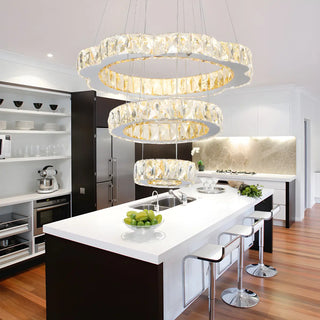 ZOWALA - Luxury Crystal Circular 3 Tiers Kitchen Island Chandelier Image - 2