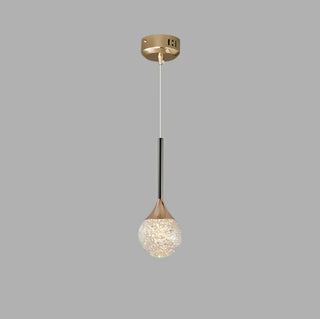 Modern Gold Crystal Globe Round Pendant Light Bedroom Zawala Image - 3