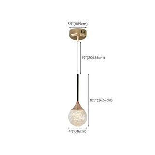 Modern Gold Crystal Globe Round Pendant Light Bedroom Zawala #size