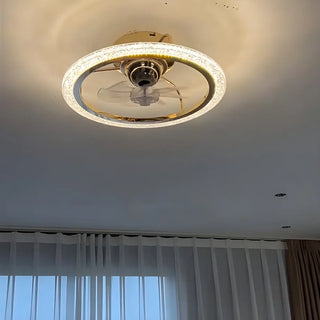Modern Elegant Ring Crystal Ceiling Fan with LED Light Zawala Image - 1