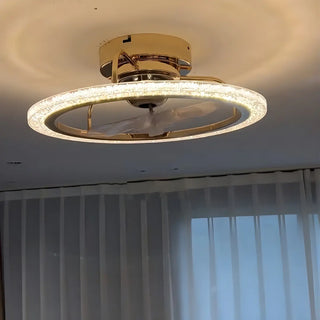 Modern Elegant Ring Crystal Ceiling Fan with LED Light Zawala Image - 2