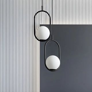 ZOWALA - Modern Bedroom Oval White Frosted Globe Pendant Light Image - 2