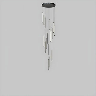 ZOWALA - Modern Black Multi-Tube Acrylic LED Round Pendant Light Image - 17