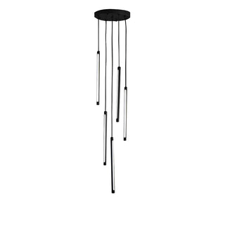 ZOWALA - Modern Black Multi-Tube Acrylic LED Round Pendant Light Image - 19