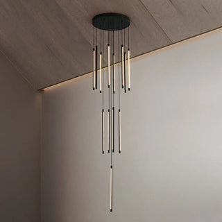 ZOWALA - Modern Black Multi-Tube Acrylic LED Round Pendant Light Image - 2