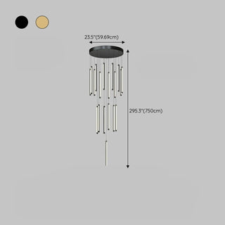 ZOWALA - Modern Black Multi-Tube Acrylic LED Round Pendant Light Image - 24