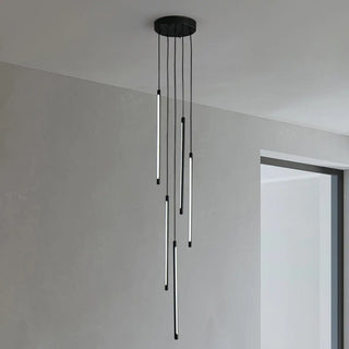 ZOWALA - Modern Black Multi-Tube Acrylic LED Round Pendant Light Image - 3
