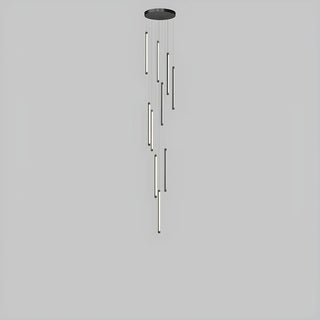 ZOWALA - Modern Black Multi-Tube Acrylic LED Round Pendant Light Image - 8