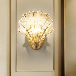 Coastal Shell Glass Gold Entryway Gold Wall Sconce Zawala Image - 1