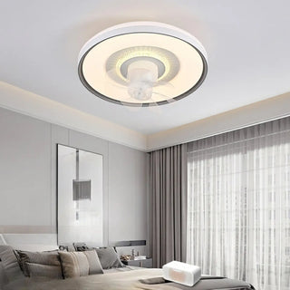 Minimalist Round Modern Ceiling Fan with LED Light Zawala Image - 1