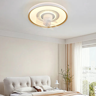 Minimalist Round Modern Ceiling Fan with LED Light Zawala Image - 2