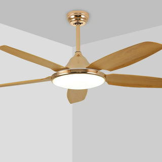 Gold Finish 5 Blade Modern Ceiling Fan with LED Light Zawala Image - 13