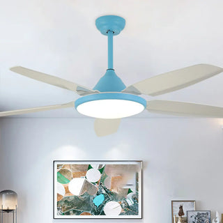 Gold Finish 5 Blade Modern Ceiling Fan with LED Light Zawala Image - 21