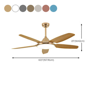 Gold Finish 5 Blade Modern Ceiling Fan with LED Light Zawala #size