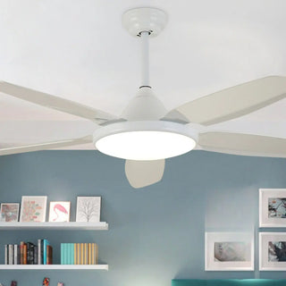 Gold Finish 5 Blade Modern Ceiling Fan with LED Light Zawala Image - 5