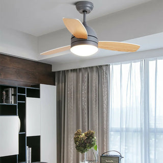 Simple Modern 3-Blade LED Remote Ceiling Fan with Light Zawala Image - 2