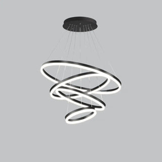 ZOWALA - LED Black Acrylic Ring Tiered Living Room Chandelier Image - 11