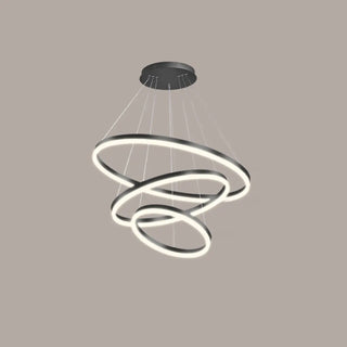 ZOWALA - LED Black Acrylic Ring Tiered Living Room Chandelier Image - 8