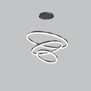 ZOWALA - LED Black Acrylic Ring Tiered Living Room Chandelier Image - 9
