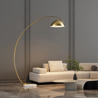 Modern Marble Base and Dome Gold Arched Floor Lamp Zawala Image - 1