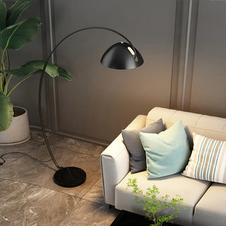 Modern Marble Base and Dome Gold Arched Floor Lamp Zawala Image - 4