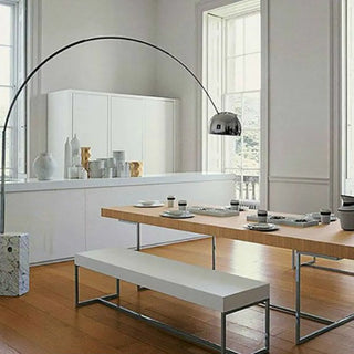 Marble Base Modern Sliver Bowl and Arc Floor Lamp Zawala Image - 1