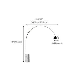 Marble Base Modern Sliver Bowl and Arc Floor Lamp Zawala Image - 10
