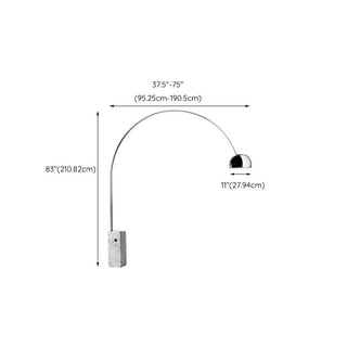 Marble Base Modern Sliver Bowl and Arc Floor Lamp Zawala Image - 11