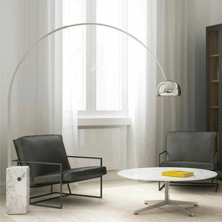Marble Base Modern Sliver Bowl and Arc Floor Lamp Zawala Image - 2