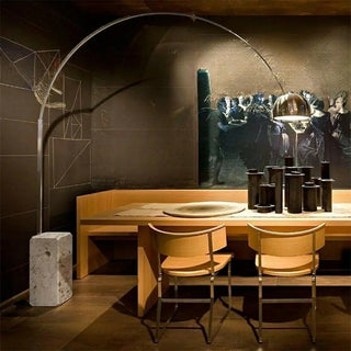 Marble Base Modern Sliver Bowl and Arc Floor Lamp Zawala Image - 3