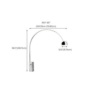 Marble Base Modern Sliver Bowl and Arc Floor Lamp Zawala #size