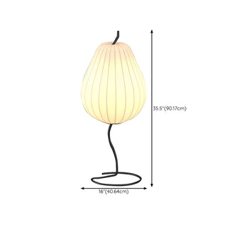 Organic White Pear Shape Curved Stand Floor Lamp #size