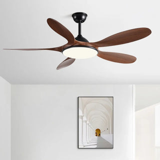 Modern 5-Blade Wooden Ceiling Fan with LED Light Zawala Image - 1