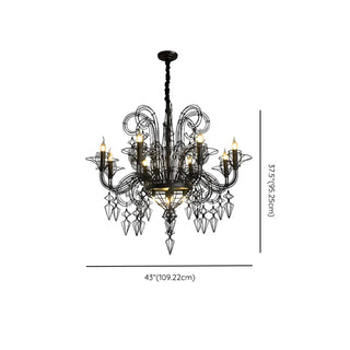 ZOWALA - Large Black Metal Hollowed Living Room Candle Chandelier Image - 10